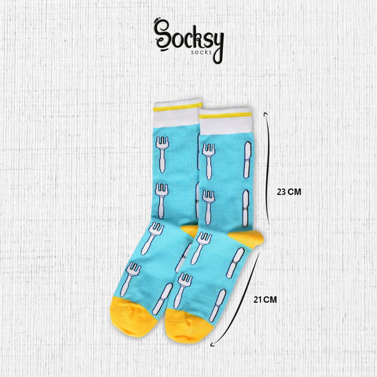 Men's Socks with Fork Print Design
