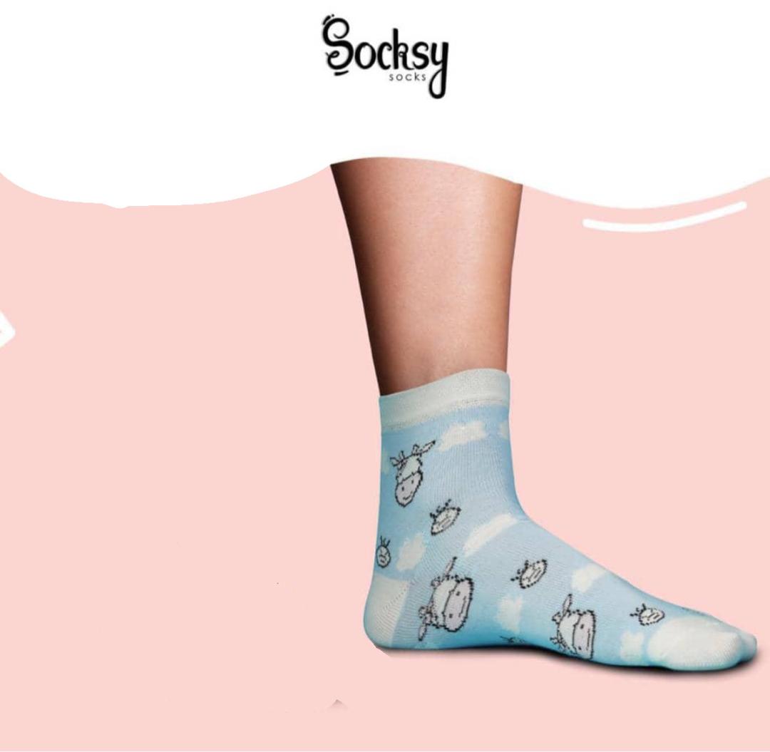Socks with cow print